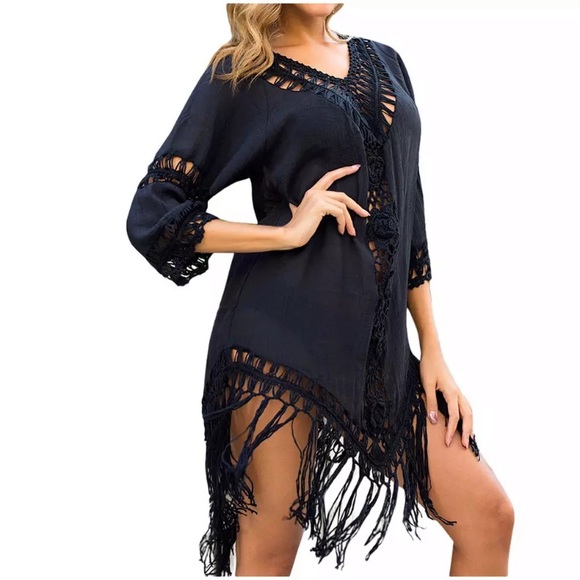 New! Black Crochet Cover Up - Picture 2 of 8